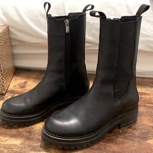 Aldo flat black boots, mid calf size 7